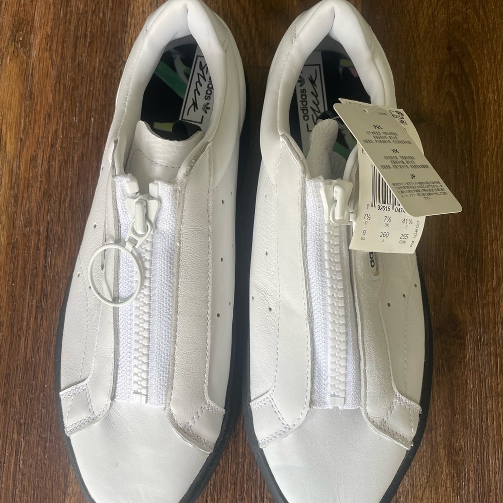 Adidas White Zip-Up Sneakers